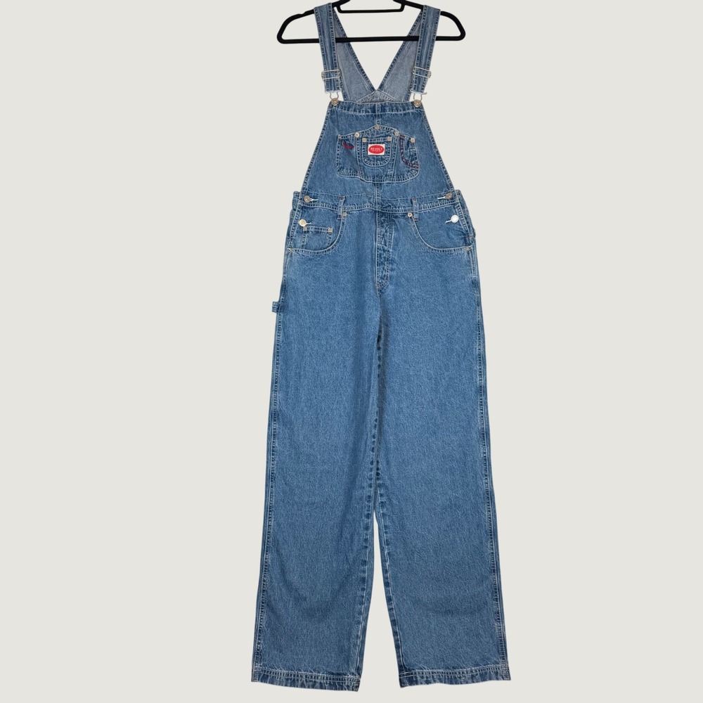 Vintage Revolt Clothing Co Denim Overalls Medium Wash Wide Leg Carpenter Womens